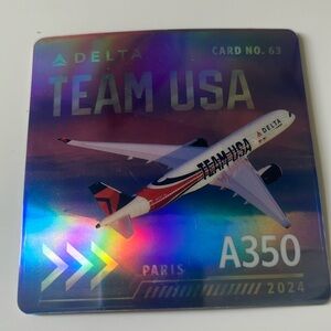 Delta Team USA trading card airbus A350 #63 Paris 2024 commemorative livery